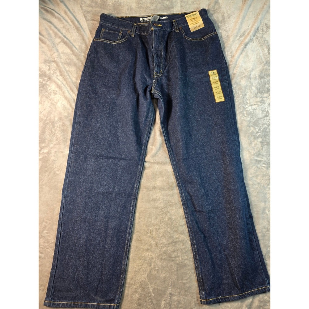 Outdoor Life Relaxed Fit‎ Jeans Mens 38x30 Blue Dark Wash Tapered Leg NWT